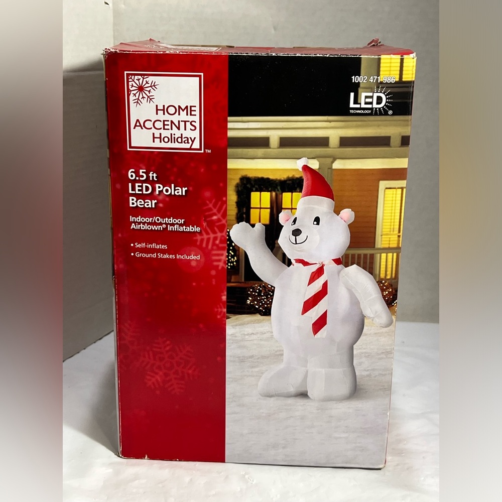 6.5-ft LED Inflatable Polar Bear Airblown Holiday Yard Decor